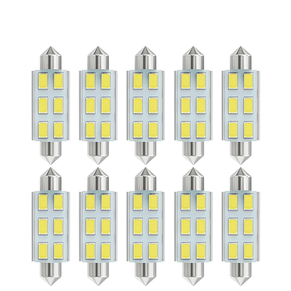 

10x светильник C5W C10W светодиодный лампы 31 мм 36 мм 39 мм 41 мм Canbus без ошибок 5630 6SMD Автомобильная купольная лампа лампы для чтения свет s 6000K белый