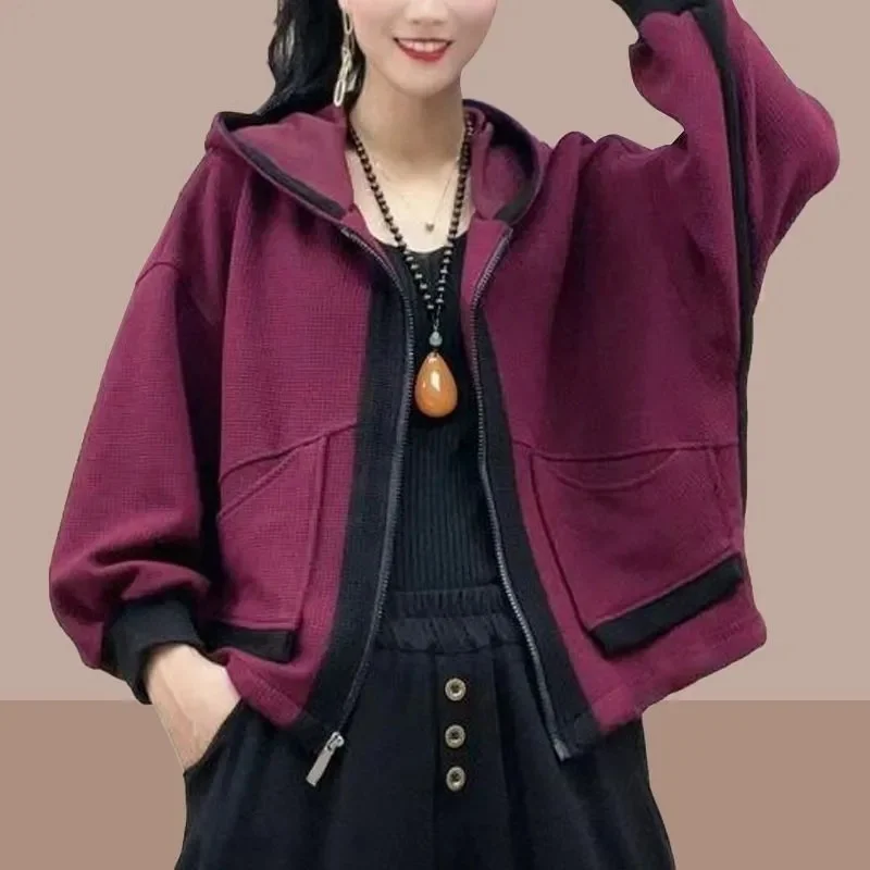 Hooded Casual Coat Women's High End Mother's Jacket Autumn And Winter New Korean Patchwork Outwear With Short Zipper Basic Coat
Hooded Casual Coat Women's High End Mother's Jacket Autumn And Winter New Korean Patchwork Outwear With Short Zipper Basic Coat