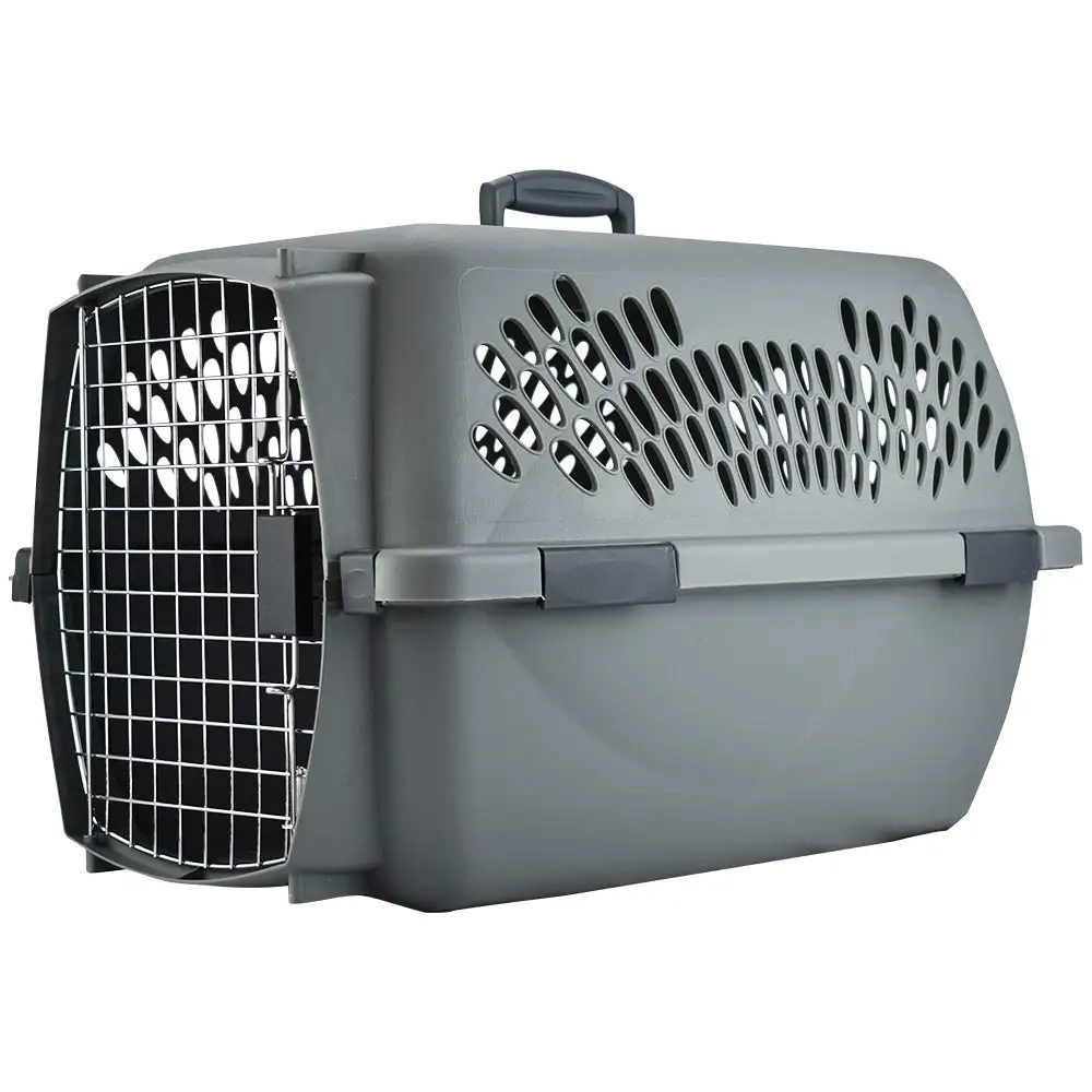 

Pet Dog Kennel 24", Dark Gray & Black, for Pets 15-20lbs, Made in USA, 24.0"L x 16.5"W x 14.5"H, Gray