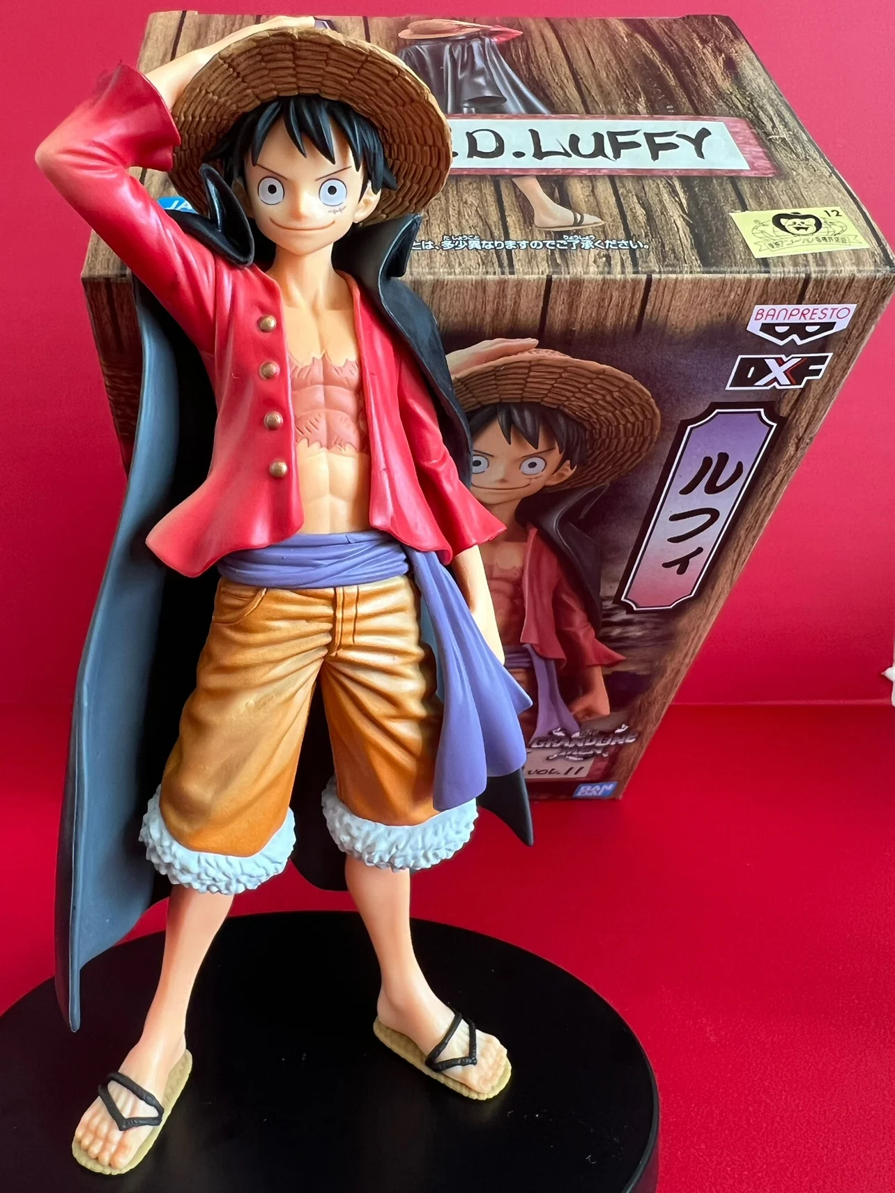 

16cm Original Japanese Version One Piece DXF Wano Country Straw Hat Luffy Black Cloak Anime Collectable Model for kids gift