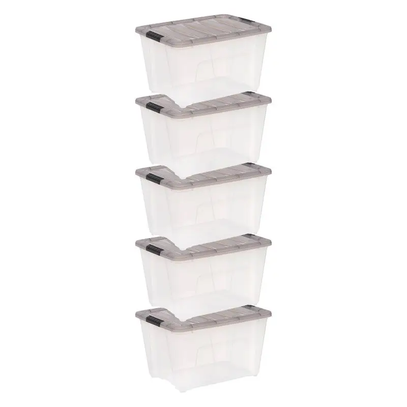 

Stack and Pull Plastic Storage Bin, 53.5qt Capacity, Set of 5 - Streamline Your Storage with These Stackable Bins