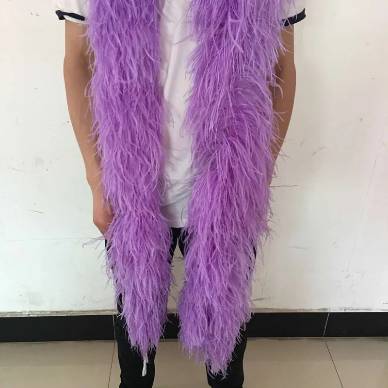 

10 Yards Light Purple Dyed 8 Ply Thickness Ostrich Feather Plumes Boas Fringes DIY Performance Dresses Sewing Strips 2 Yards/PC