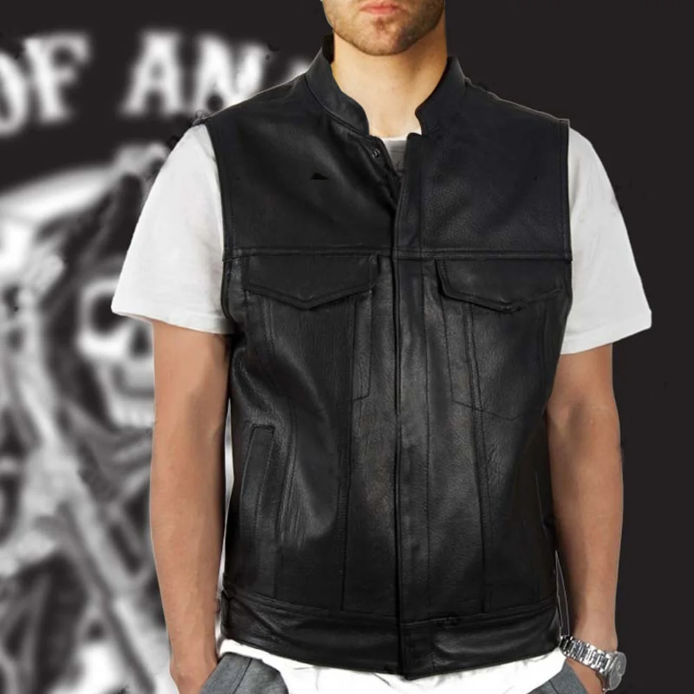 Men's Oversized Faux Leather Waistcoat Sleeveless Stand Collar Button Pocket Various Club Biker Cut off Vest
Men's Oversized Faux Leather Waistcoat Sleeveless Stand Collar Button Pocket Various Club Biker Cut off Vest