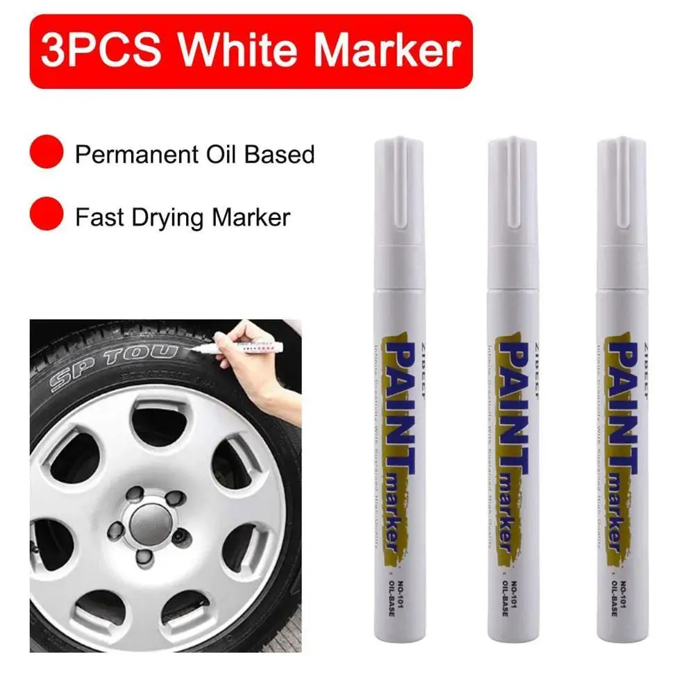 

White Waterproof Cars Wheel Tire Oily Mark Pen Auto Rubber Tyre Paint Pen Cd Metal Permanent Paint Marker Graffiti Touch