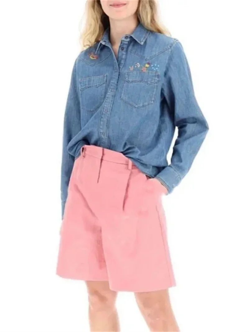 Women's Embroidered Bird Flower Denim Shirt New Blue Single Breasted Turn-Down Collar Ladies Retro Long Sleeve Blouse
Women's Embroidered Bird Flower Denim Shirt New Blue Single Breasted Turn-Down Collar Ladies Retro Long Sleeve Blouse