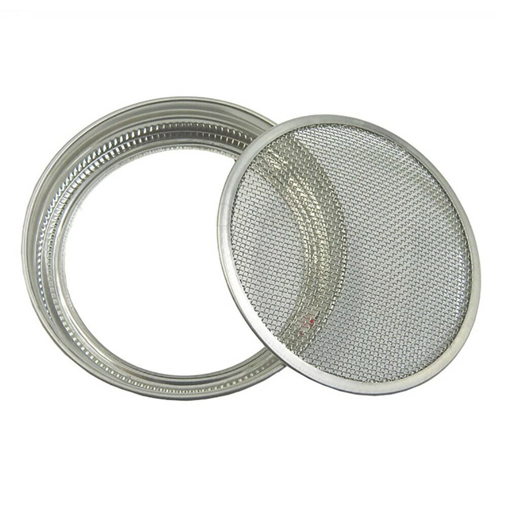 

4pcs Plastic Sprouting Lid With Stainless Steel Screen Mesh Cover Cap For 70mm Wide Mouth Sprout Jars Germination Strainer