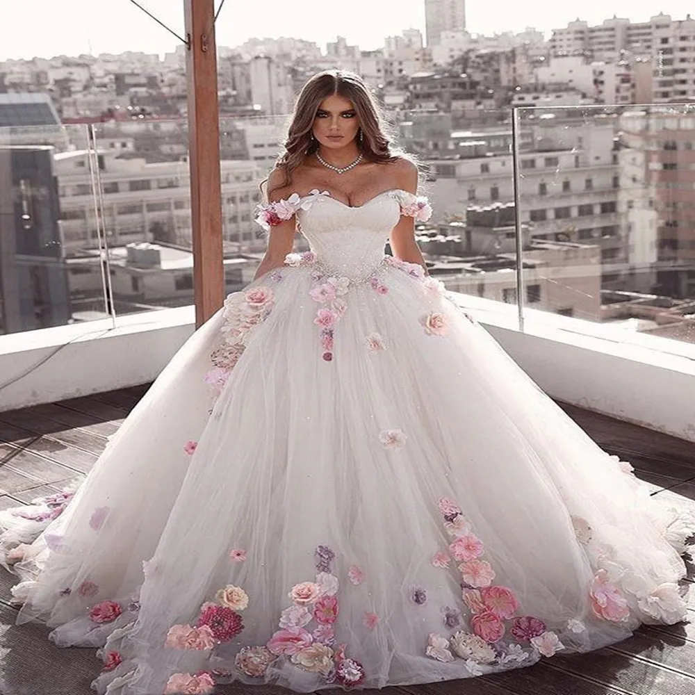 

2024 Glamorous Off-the-shoulder Princess Elegant Long Weeding Brides Quinceanera Dress Engagement Ball Gown Tulle бальное платье