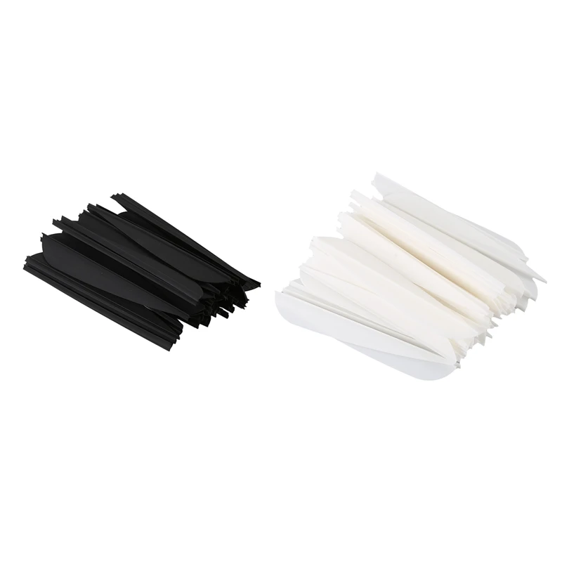 

NEW-Arrows Vanes 4 Inch Plastic Feather Fletching For DIY Archery Arrows 100 Pack(Black&White)