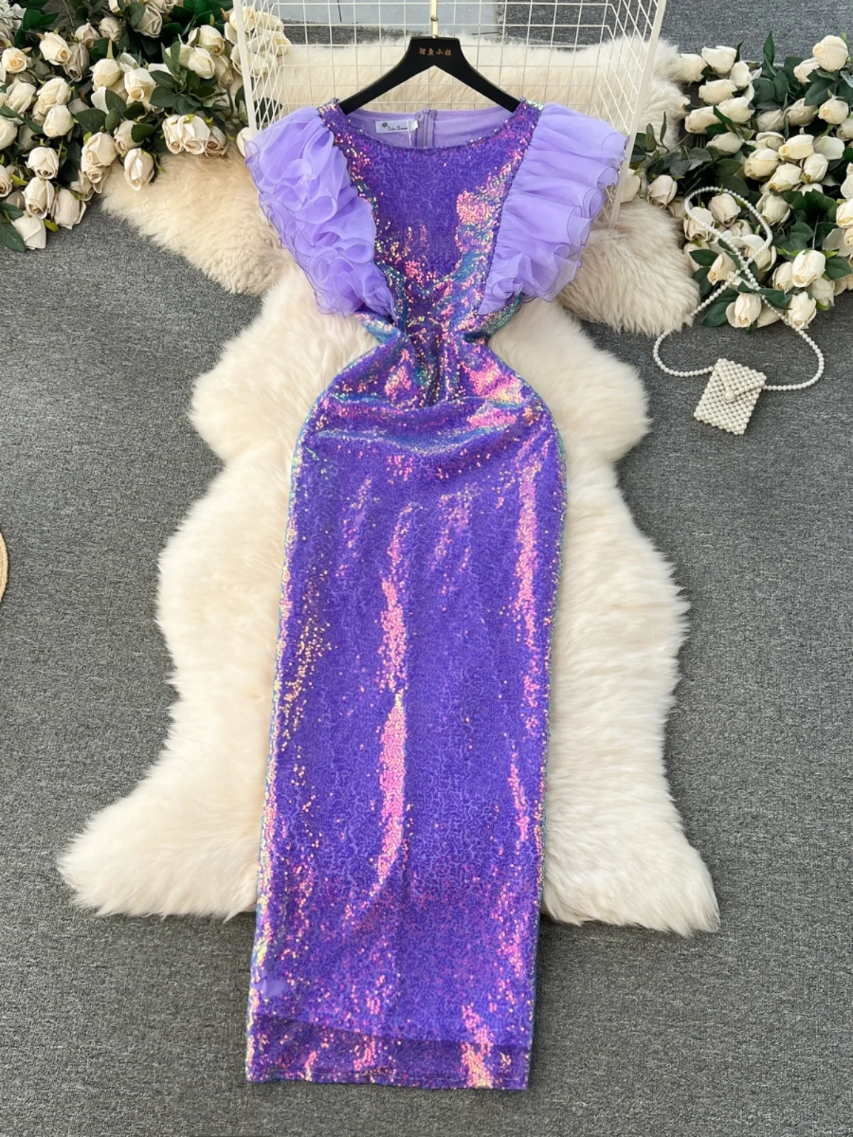 Socialite Style High-End Dress Light Luxury High-Grade Ruffled Flying Sleeves Slim-Fit Long Heavy Embroidery Sequins Women
Socialite Style High-End Dress Light Luxury High-Grade Ruffled Flying Sleeves Slim-Fit Long Heavy Embroidery Sequins Women