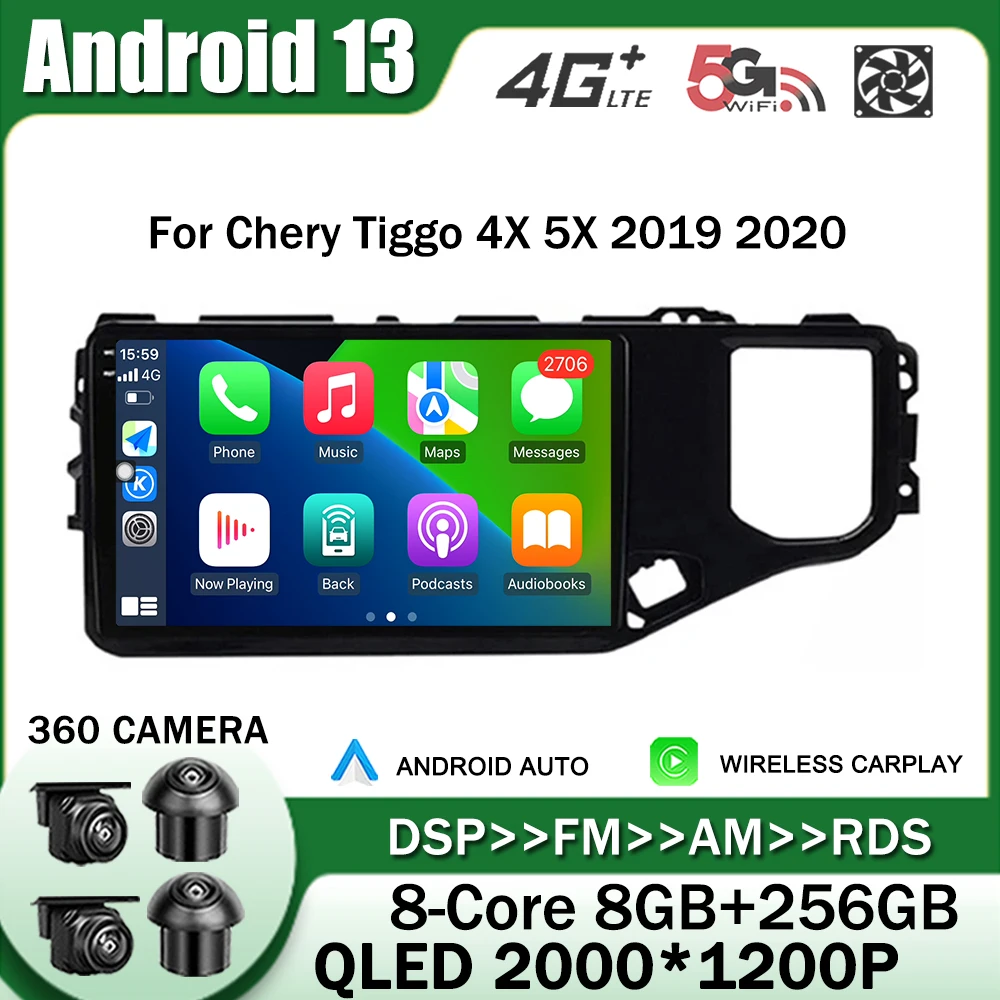 

9 ''Android 13 для Chery Tiggo 4X 5X 2019 2020 автомобильный стерео Мультимедийный видеоплеер навигатор GPS DSP IPS экран без DVD