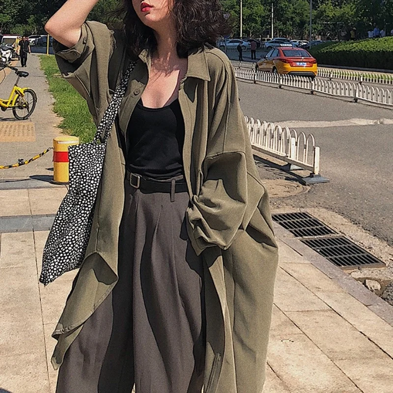 Bat Sleeve Thin Long Sleeve Windbreaker Coat Women's Summer New Vintage Languid Style Medium Long Coat Ins
Bat Sleeve Thin Long Sleeve Windbreaker Coat Women's Summer New Vintage Languid Style Medium Long Coat Ins