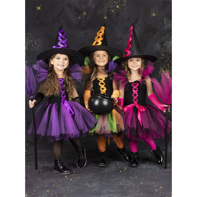 Witch Dress Cosplay Costumes Birthday Party Princess Costumes for Kids Halloween Children Clothing 
Witch Dress Cosplay Costumes Birthday Party Princess Costumes for Kids Halloween Children Clothing