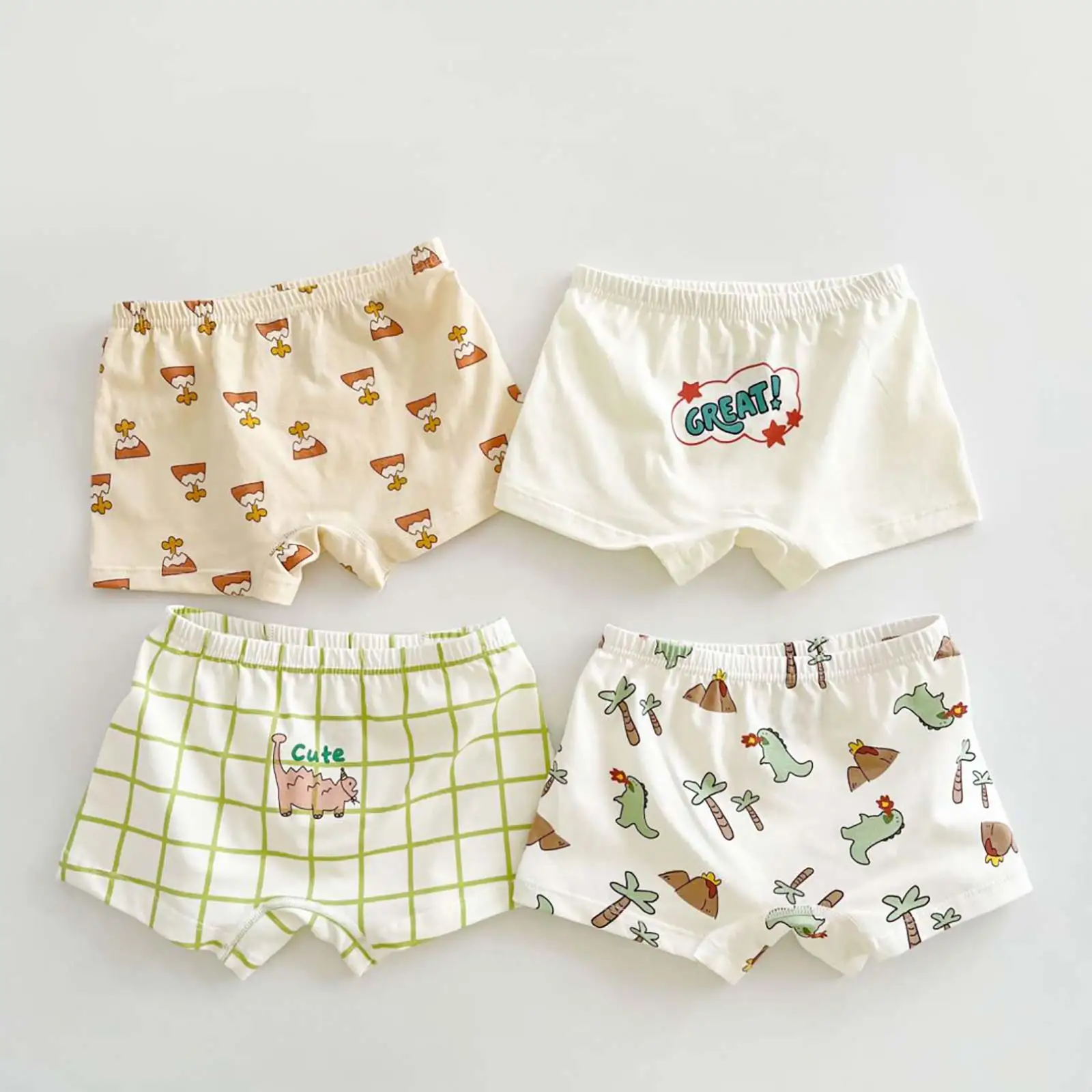 

Kids Toddler Boys 4Pcs Assorted Briefs Soft Cotton Elastic Waistband Panties Cute Cartoon Patterns Underwear Casual Boxer Shorts