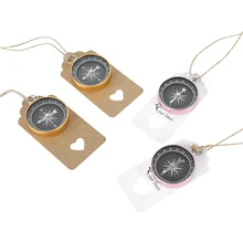 

5Pcs White Brown Hollow Heart Kraft Paper Tags With Compass Wedding Birthday Christmas Favor Present Boxes Packing Hang Tag