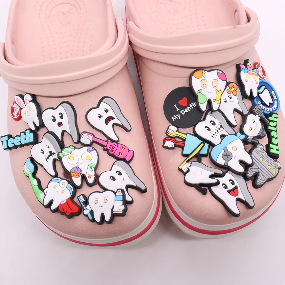 Wholesale 50pcs Shoe Charms Cartoon Teeth Toothbrush Health Accessories PVC Shoe Decoration For Wristbands Croc Jibz Gift
Wholesale 50pcs Shoe Charms Cartoon Teeth Toothbrush Health Accessories PVC Shoe Decoration For Wristbands Croc Jibz Gift