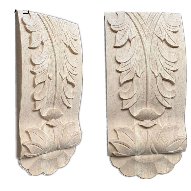 

18cm 26cm Wood Carved Applique Unpainted Rose Flower Home Decor Furniture Legs Fireplace Door God Stage Stigma Pillar Decoration