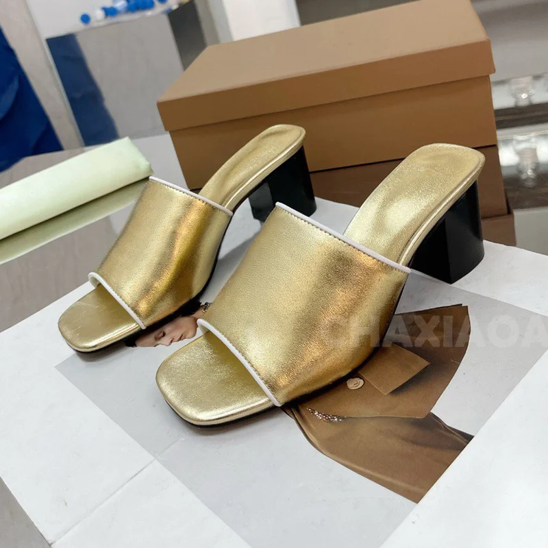 

Summer Walk Show New Style Female Slippers Square Toe Cap Open Toe Design Female Shoes Concise Versatile Slippers