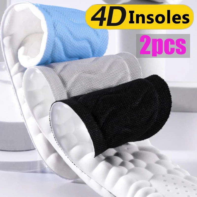 

4D Latex Sport Insoles Soft High Elasticity Shoe Pad Breathable Deodorant Shock Absorption Cushion Arch Support Insole Men Women