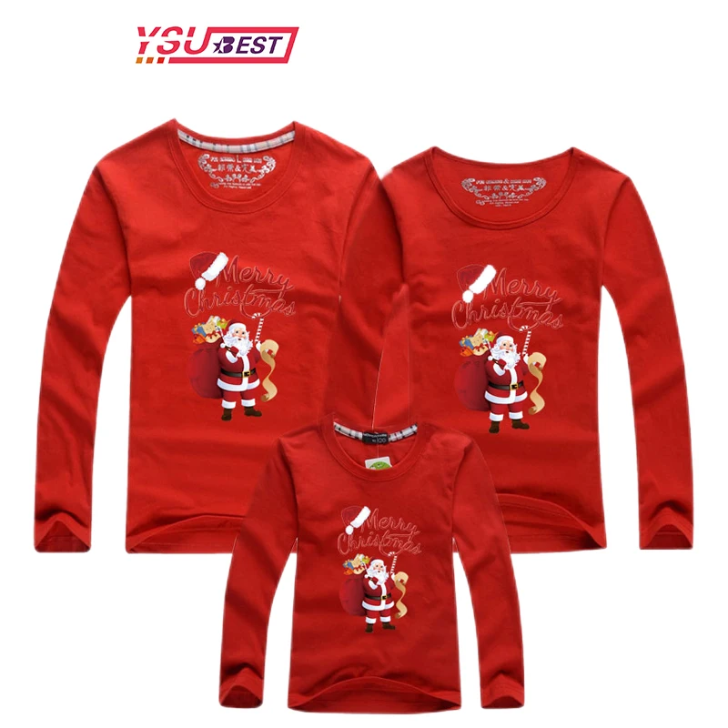 

Christmas Family Matching Outfits Mother Father Daughter Son Santa Claus Cartoon Clothes Long Sleeve T-shirt Adults Kids Tops