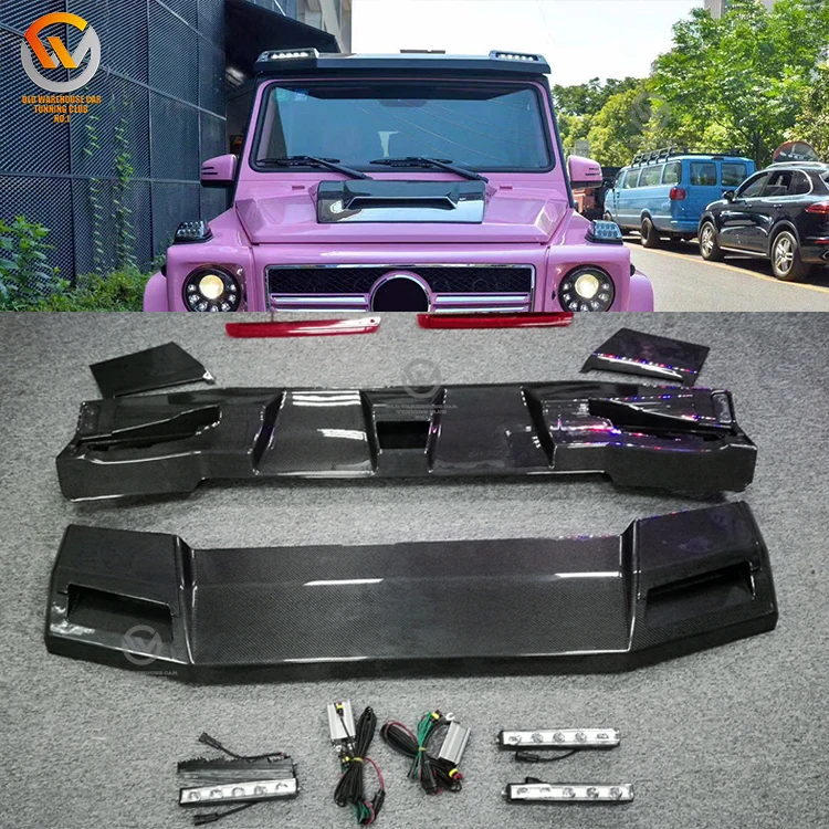 

W463 AMG B Style Roof Front Spoiler with LED DRL G500 6x6 G63 G65 G350 Add-on No drilling