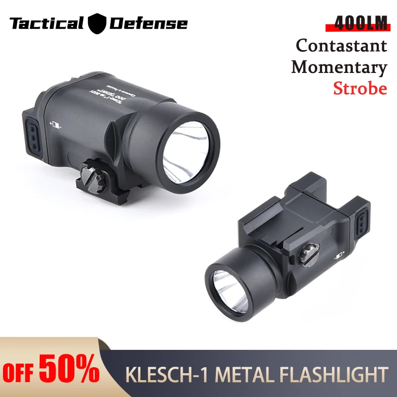 

Tactical KLESCH 1 AK-SD Gen 2 Zenitc Flashlight Weapon Gun Metal LED Strobe Scout Light For Pistol Airsoft Glock 17 19 400 Lumen
