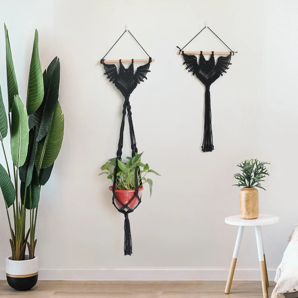 Creative Bat Hand-woven Tapestry Cotton Rope Plant Netting Potted Plant Hanging Basket Animal Halloween Wall Decoration
Creative Bat Hand-woven Tapestry Cotton Rope Plant Netting Potted Plant Hanging Basket Animal Halloween Wall Decoration
