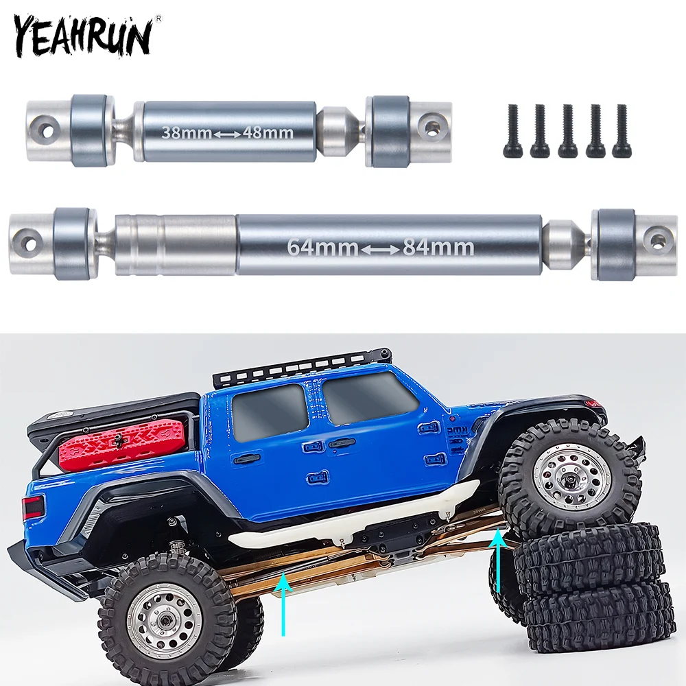 YEAHRUN 2PCS Stainless Steel+Aluminum Drive Shaft 38-66mm for 1/24 RC Crawler Axial SCX24 Car Upgrade Parts
YEAHRUN 2PCS Stainless Steel+Aluminum Drive Shaft 38-66mm for 1/24 RC Crawler Axial SCX24 Car Upgrade Parts