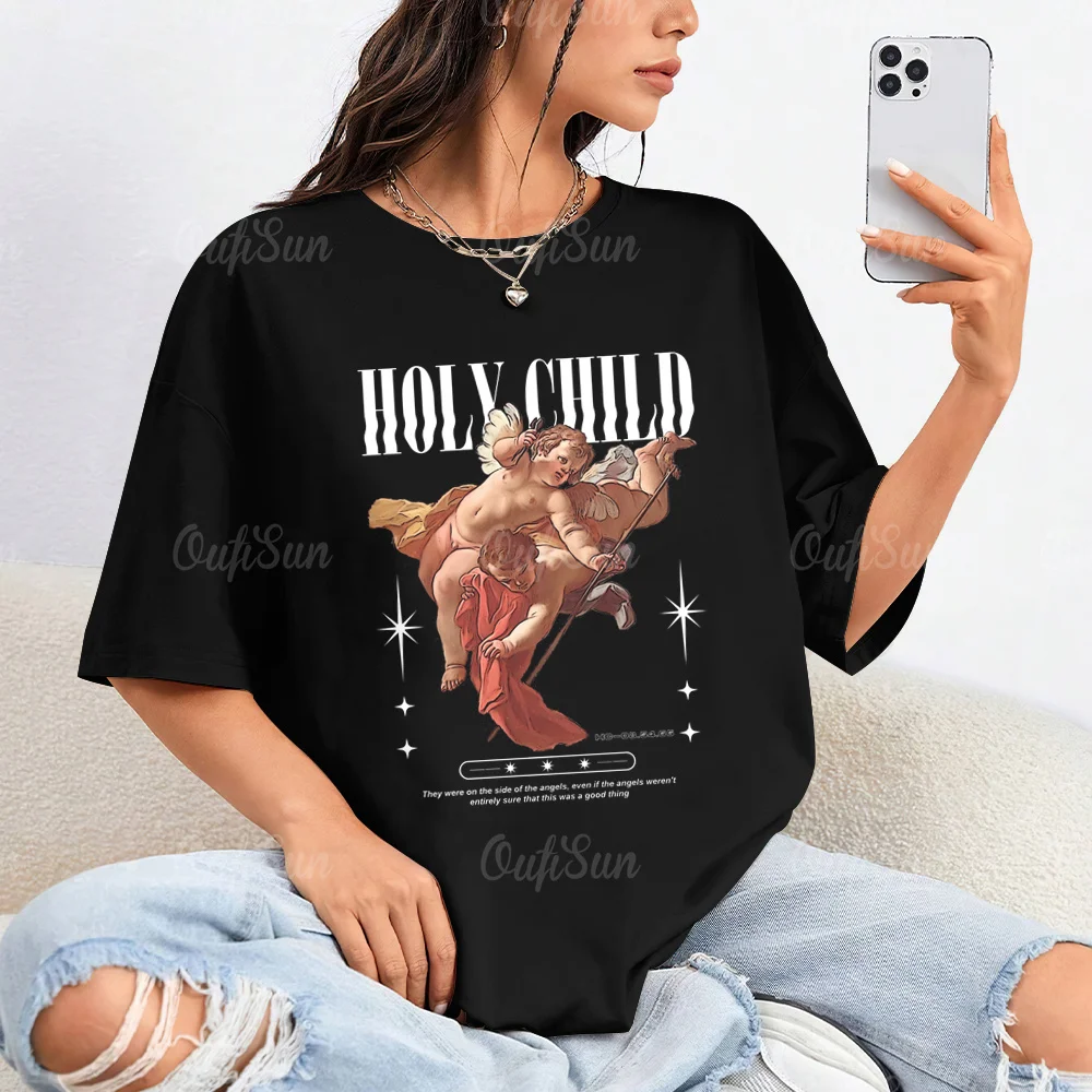 New Women's T-Shirt, Cupid Printed Element Trendy Short-Sleeved Fashion Casual Clothing Y2k Large Size Loose T-Shirt 2024
New Women's T-Shirt, Cupid Printed Element Trendy Short-Sleeved Fashion Casual Clothing Y2k Large Size Loose T-Shirt 2024