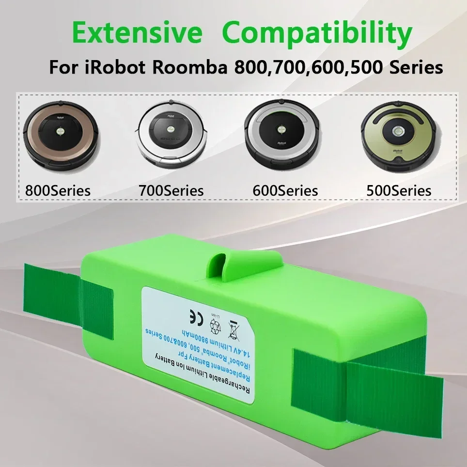 2022 14.4v 4.8Ah/6.8Ah/9.8Ah/ Lithium Rechargeable Battery For iRobot Roomba 500 600 700 800 Series 560 620 650 700 770 780 880
2022 14.4v 4.8Ah/6.8Ah/9.8Ah/ Lithium Rechargeable Battery For iRobot Roomba 500 600 700 800 Series 560 620 650 700 770 780 880