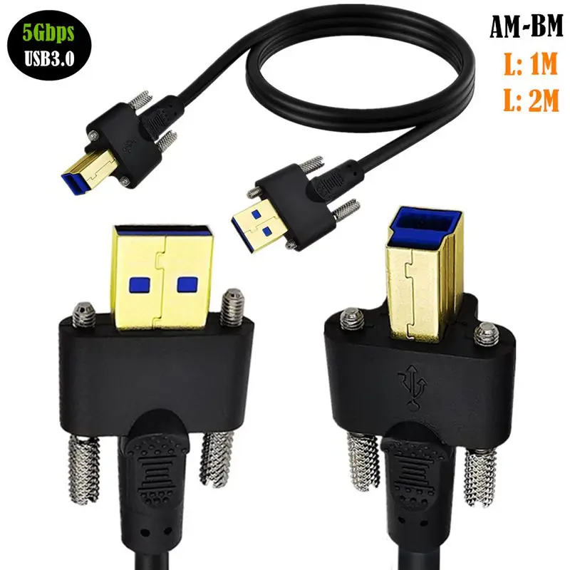 

USB3.0 Printing Cable With Fixed Screw Data Cable USB AM To BM With Double Screw M3 Model High-Speed Gold Plating