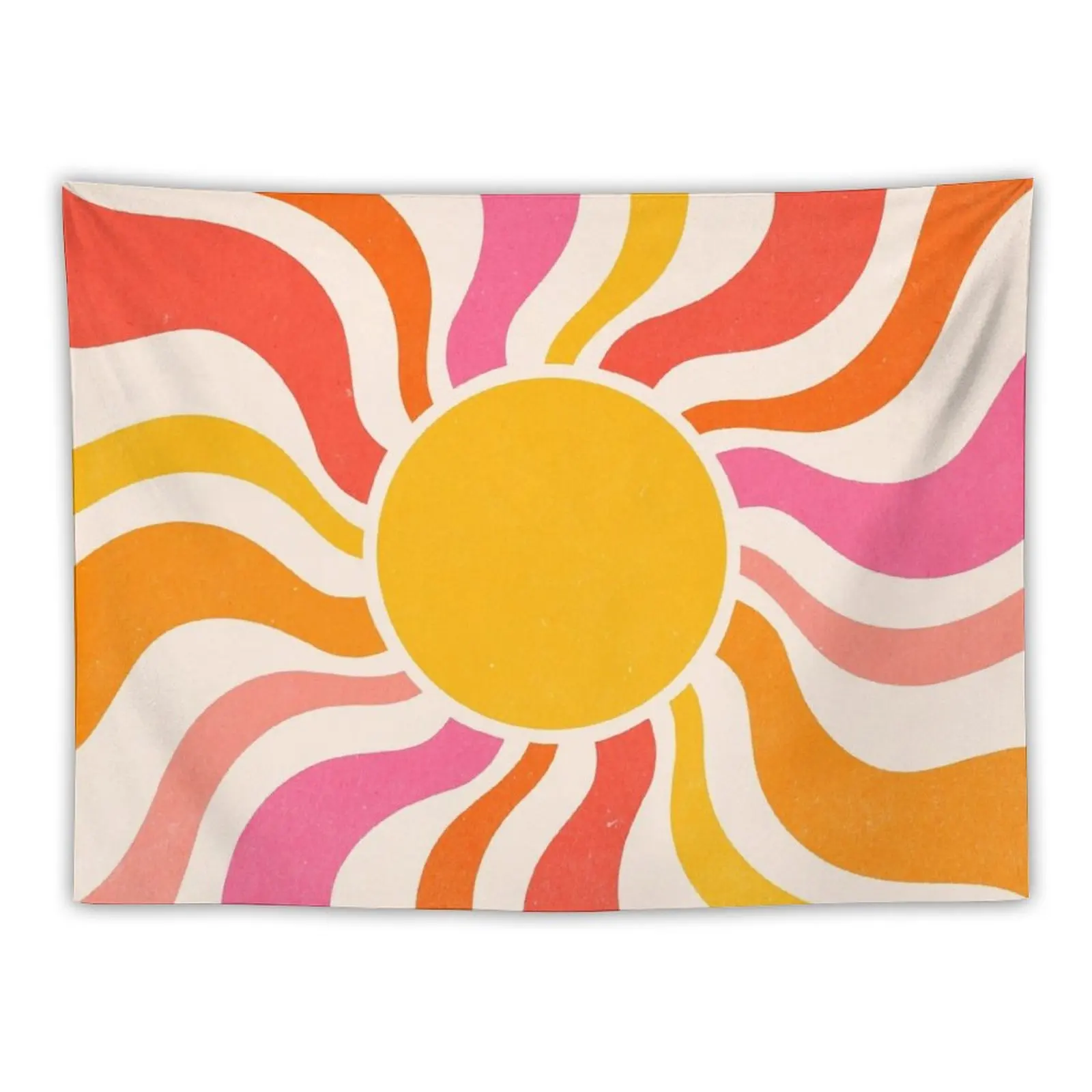 

New Sun Retro 70s Colorful Orange Pink Sunrays Tapestry Decoration For Home Room Decorating Aesthetic Wall Mural Bedroom Deco