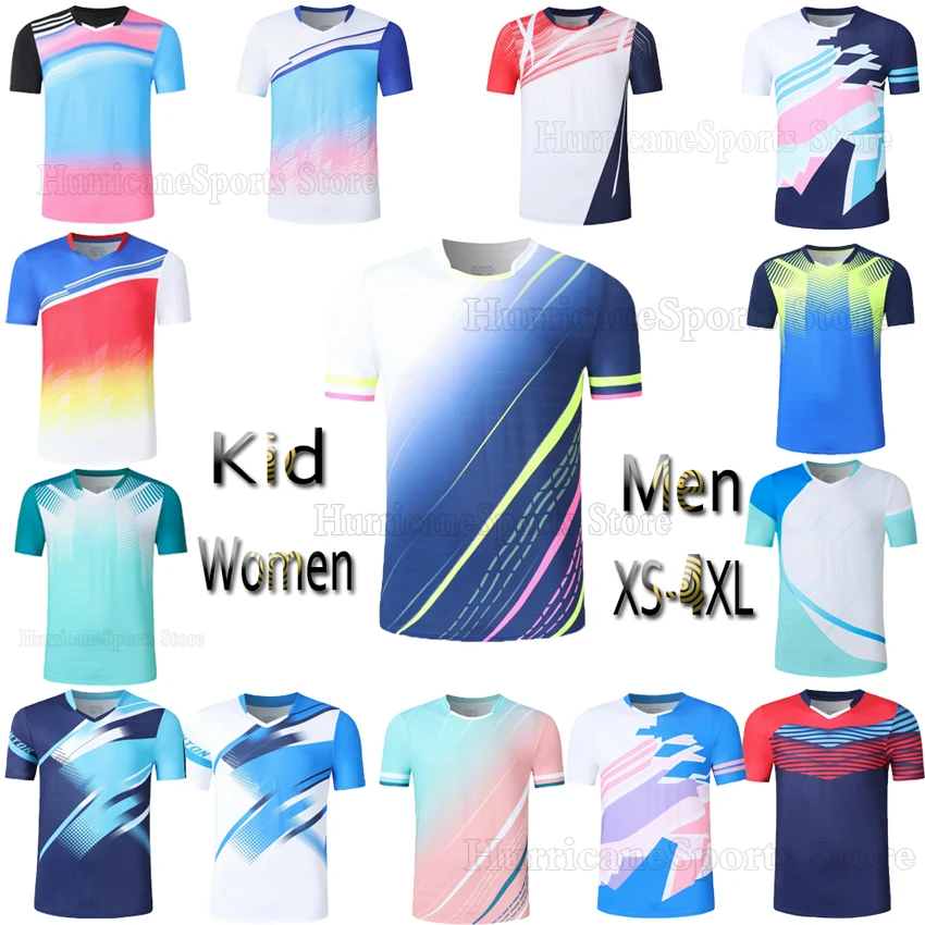 

Новинка 2023, теннисные майки для мужчин и женщин, Детские футболки для бадминтона для мальчиков, футболка для настольного тенниса для девочек, спортивные комплекты для тренажерного зала