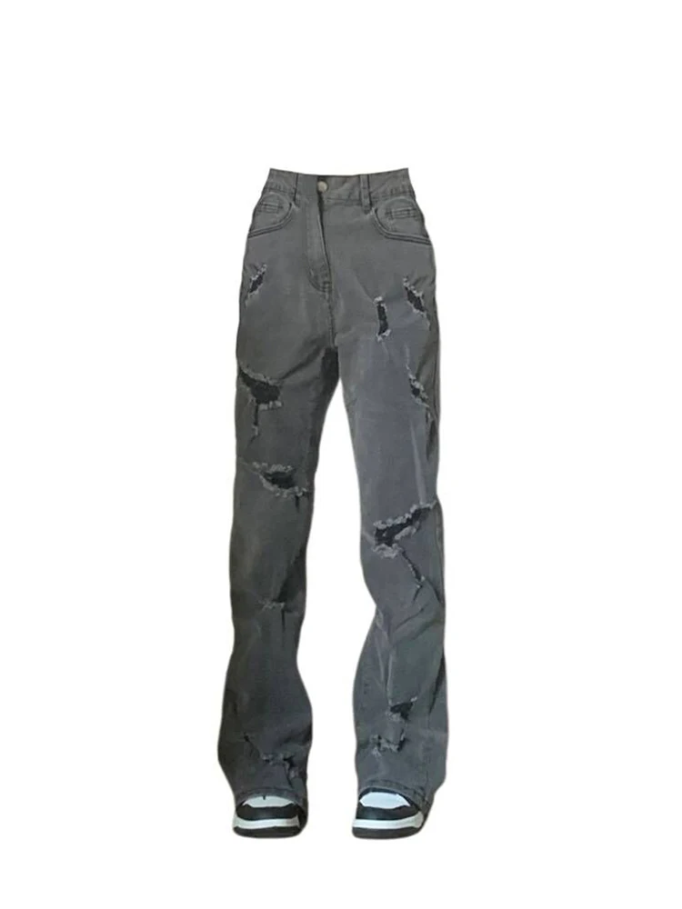 Grey Color Women Jeans High Waist Vintage Straight Baggy Denim Pants Streetwear American Style Wide Leg Ripped Denim Trouser
Grey Color Women Jeans High Waist Vintage Straight Baggy Denim Pants Streetwear American Style Wide Leg Ripped Denim Trouser