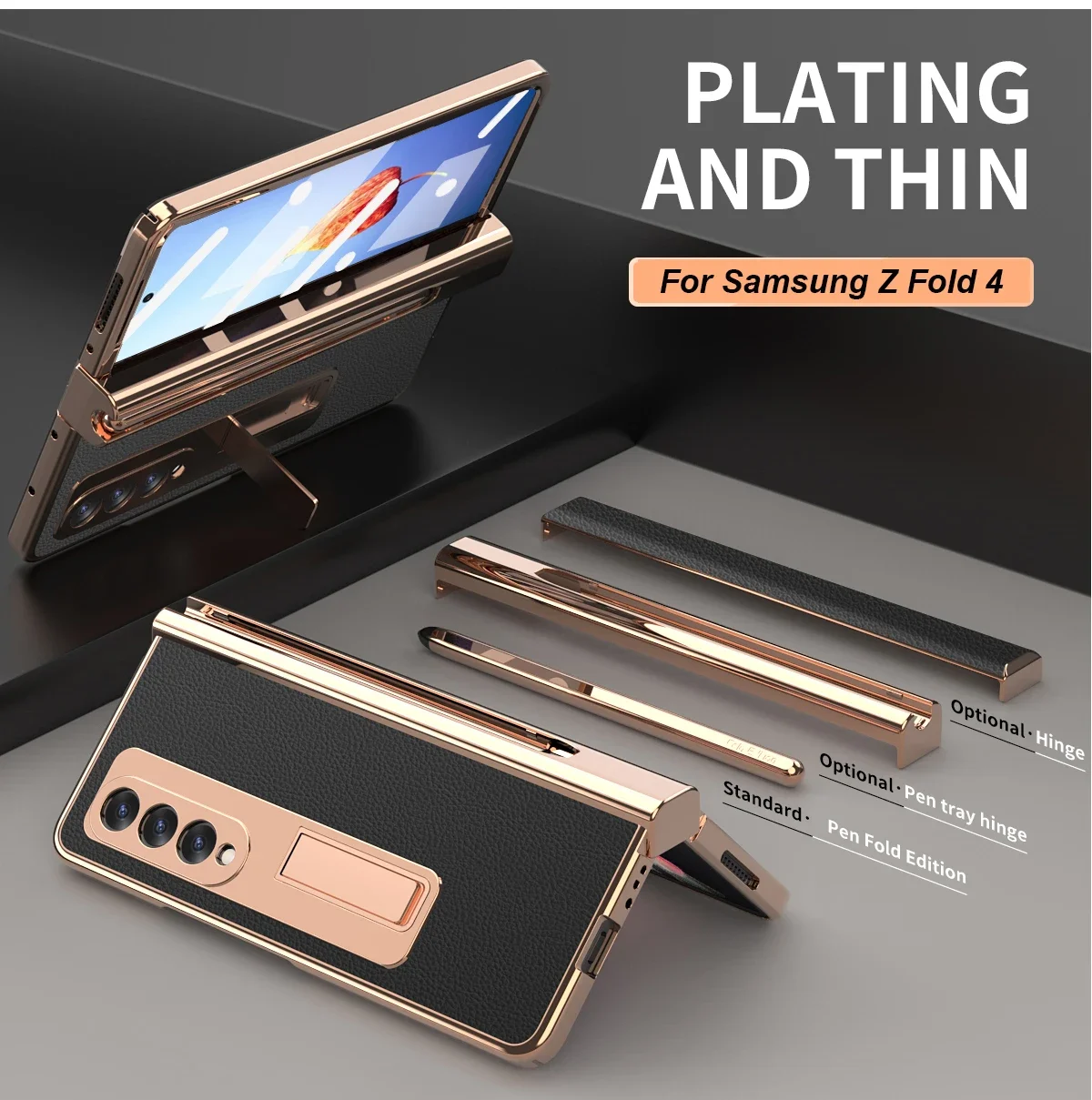 Luxury Leather Plating Hinge Pen Slot Case for Samsung Galaxy Z Fold 4 5G Magnetic Bracket Cover for Samsung Fold4 Case with Pen
Luxury Leather Plating Hinge Pen Slot Case for Samsung Galaxy Z Fold 4 5G Magnetic Bracket Cover for Samsung Fold4 Case with Pen