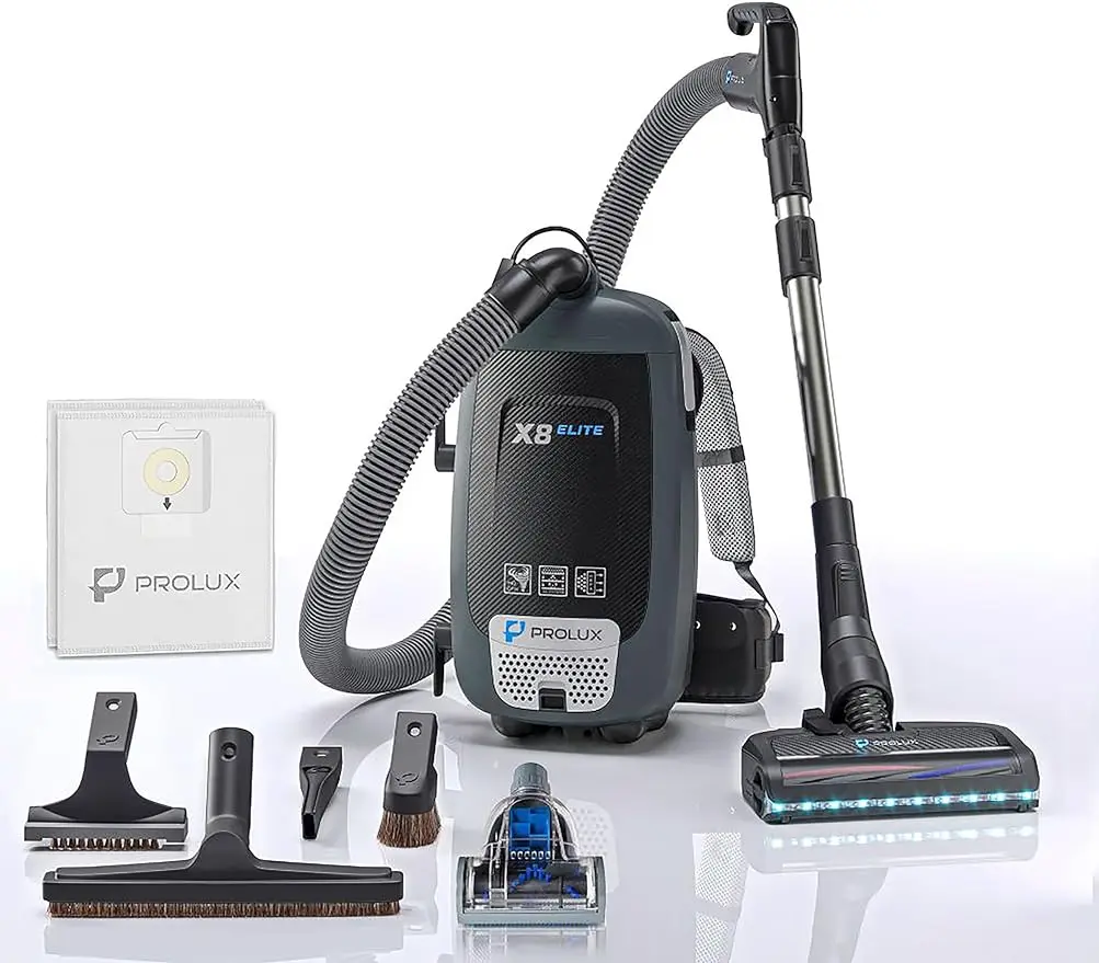 

Prolux X8 Elite Backpack Canister Vacuum Cleaner with Premium Multi Point Adjustable Straps Deluxe Tools and Powerhead Kit