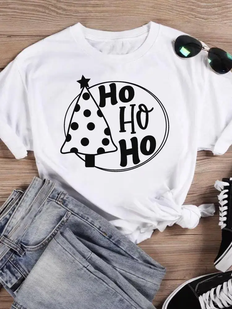 

Watercolor Tree 90s Trend Print T Top Women Holiday Clothing Merry Christmas Fashion Female Shirt Graphic Tee New Year T-shirts