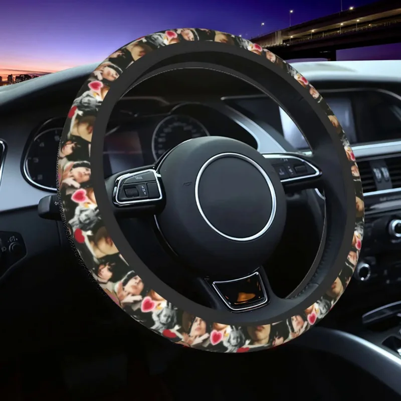 

Finn Wolfhard Collage Car Steering Wheel Cover 37-38 Elastic Actor Auto Steering Wheel Protector Car-styling Car Accessories