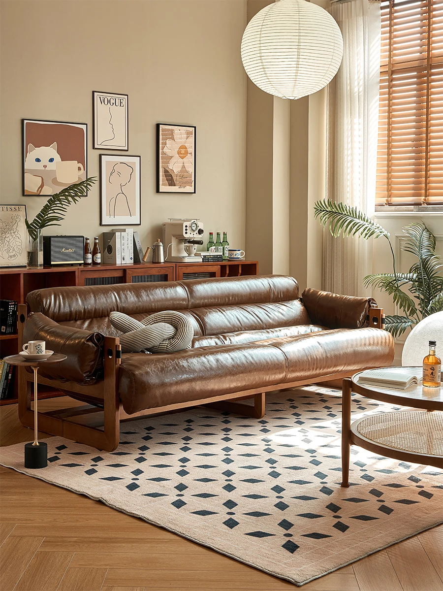Leather sofa living room, the first floor of cowhide, double three-person straight row solid wood sofa, small apartment
Leather sofa living room, the first floor of cowhide, double three-person straight row solid wood sofa, small apartment