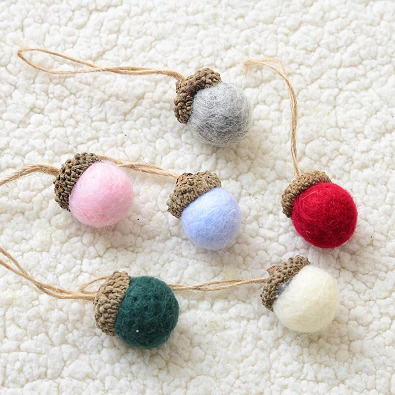 

6pcs Christmas Acorn Ornaments Tree Felt Acorns Hanging Fall Pine Cones Ornament Pendants Cone Garland Decor Decors Crafts