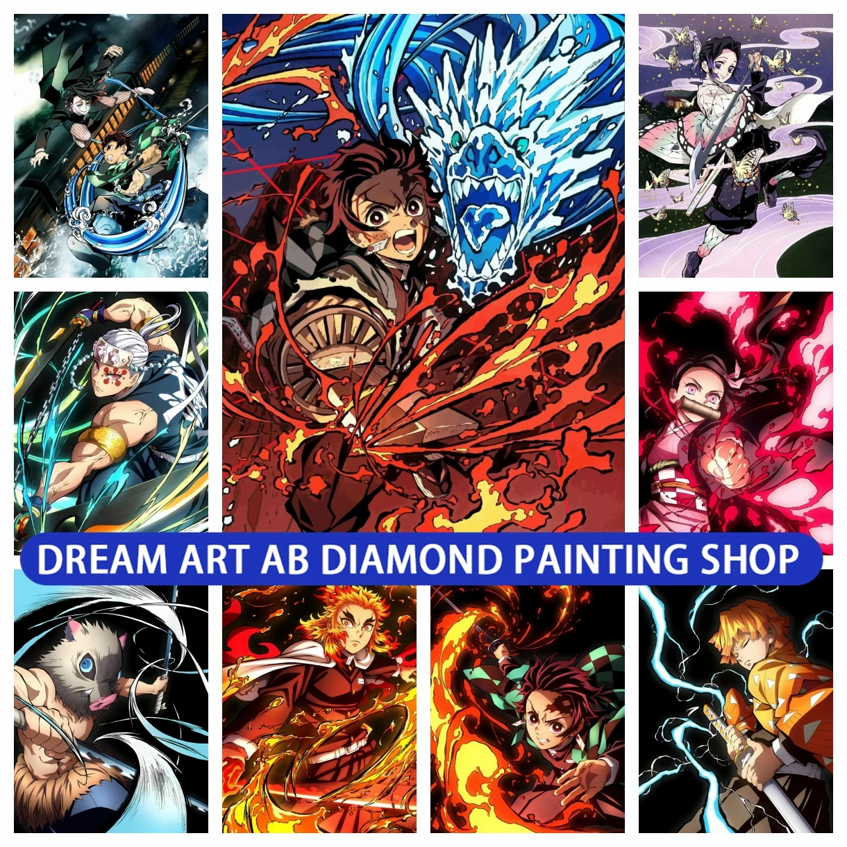 

Japan Anime 5D DIY AB Full Square Round Drill Diamond Painting Ghost Blade Character Mosaic Cross Stitch Rhinestone Home Decor