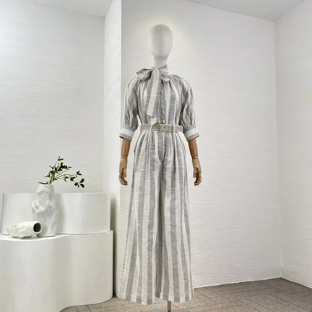 Top Quality New White Stripe Half Sleeve Belt Blouse Tops and Wide Leg Pants Trousers Women Casual Set
Top Quality New White Stripe Half Sleeve Belt Blouse Tops and Wide Leg Pants Trousers Women Casual Set