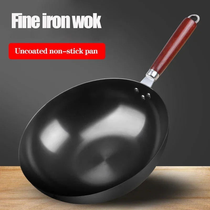 Household Handmade iron Wok 28cm/30cm/32cm/34cm Non-coating Non-stick Pan Frying Pan Gas and Induction Cooker Kitchen Cookware
Household Handmade iron Wok 28cm/30cm/32cm/34cm Non-coating Non-stick Pan Frying Pan Gas and Induction Cooker Kitchen Cookware