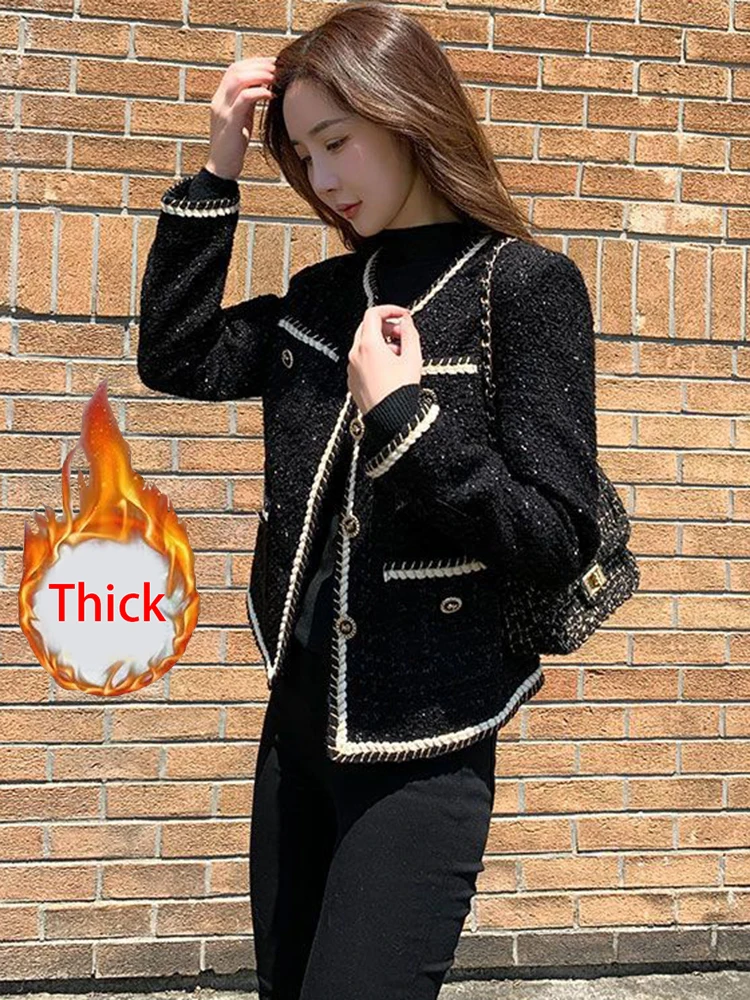 Jmprs Winter Sweet Women Thick Tweed Jacket Elegant Buttons Fashion Warm Short Coat Casual Korean Long Sleeve O Neck Design Tops
Jmprs Winter Sweet Women Thick Tweed Jacket Elegant Buttons Fashion Warm Short Coat Casual Korean Long Sleeve O Neck Design Tops
