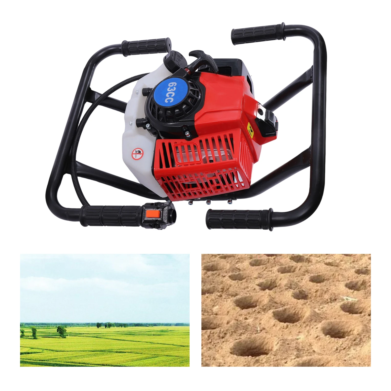3HP 63CC Gas Powered Post Hole Digger Earth Auger Digging Engine 2-stroke NEW Pile Driver
3HP 63CC Gas Powered Post Hole Digger Earth Auger Digging Engine 2-stroke NEW Pile Driver