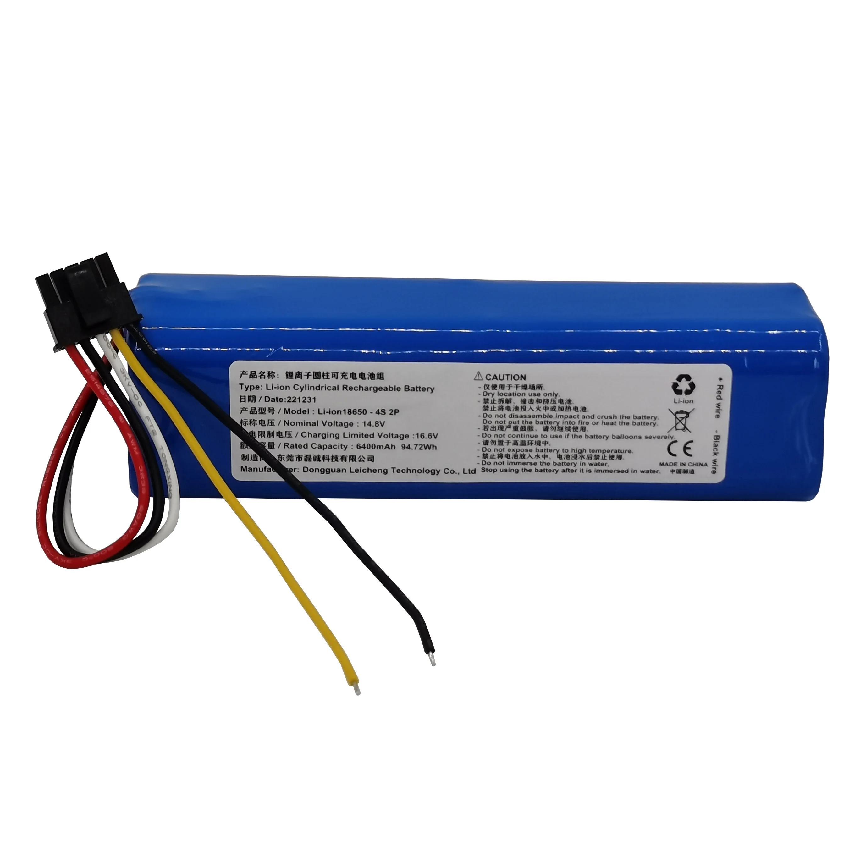 14.4V 14.8V 6400mAh 18650 Li-Ion Cylindrical Rechargeable Battery Pack 4S 2P For Conga 4090 4590 Robot Vacuum Cleaner New
14.4V 14.8V 6400mAh 18650 Li-Ion Cylindrical Rechargeable Battery Pack 4S 2P For Conga 4090 4590 Robot Vacuum Cleaner New