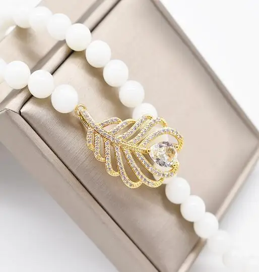free shipping jewelry Handmade7-8mm White Pearl CZ Necklace Pendant 925 silver micro inlay zircon leaf clasp accessory
free shipping jewelry Handmade7-8mm White Pearl CZ Necklace Pendant 925 silver micro inlay zircon leaf clasp accessory