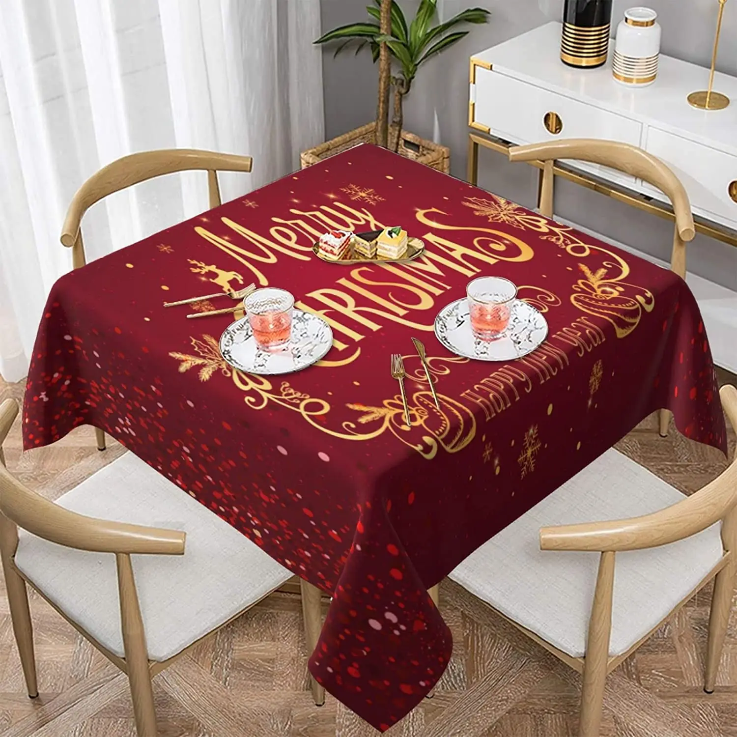 Merry Christmas Red Winter Square Tablecloth Happy New Year Table Cover Decorative for Dining Room Wedding Holiday 54X54 Inch
Merry Christmas Red Winter Square Tablecloth Happy New Year Table Cover Decorative for Dining Room Wedding Holiday 54X54 Inch