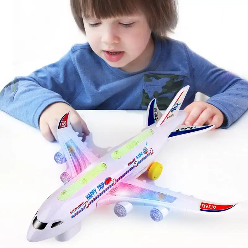

Airplane Toys For Kids Airplane Toys With Flashing Lights And Sounds Bump And Go Action Kids Aircraft LED Lights Music Plane