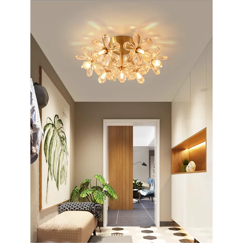 Glossy brass petal crystal ceiling lamp home modern hall aisle bedroom balcony decorative lamps pastoral style girl furniture
Glossy brass petal crystal ceiling lamp home modern hall aisle bedroom balcony decorative lamps pastoral style girl furniture