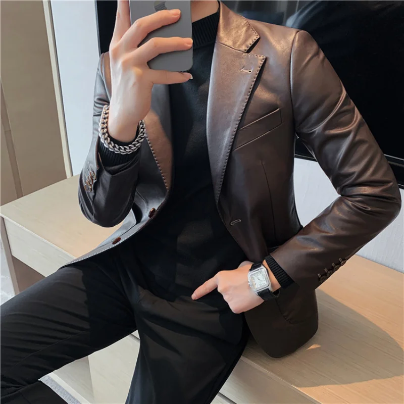 High Quality Leather Jackets Men Autumn Winter Casual Slim Business Dress Blazer Streetwear Social Party Masculino Men Clothing
High Quality Leather Jackets Men Autumn Winter Casual Slim Business Dress Blazer Streetwear Social Party Masculino Men Clothing